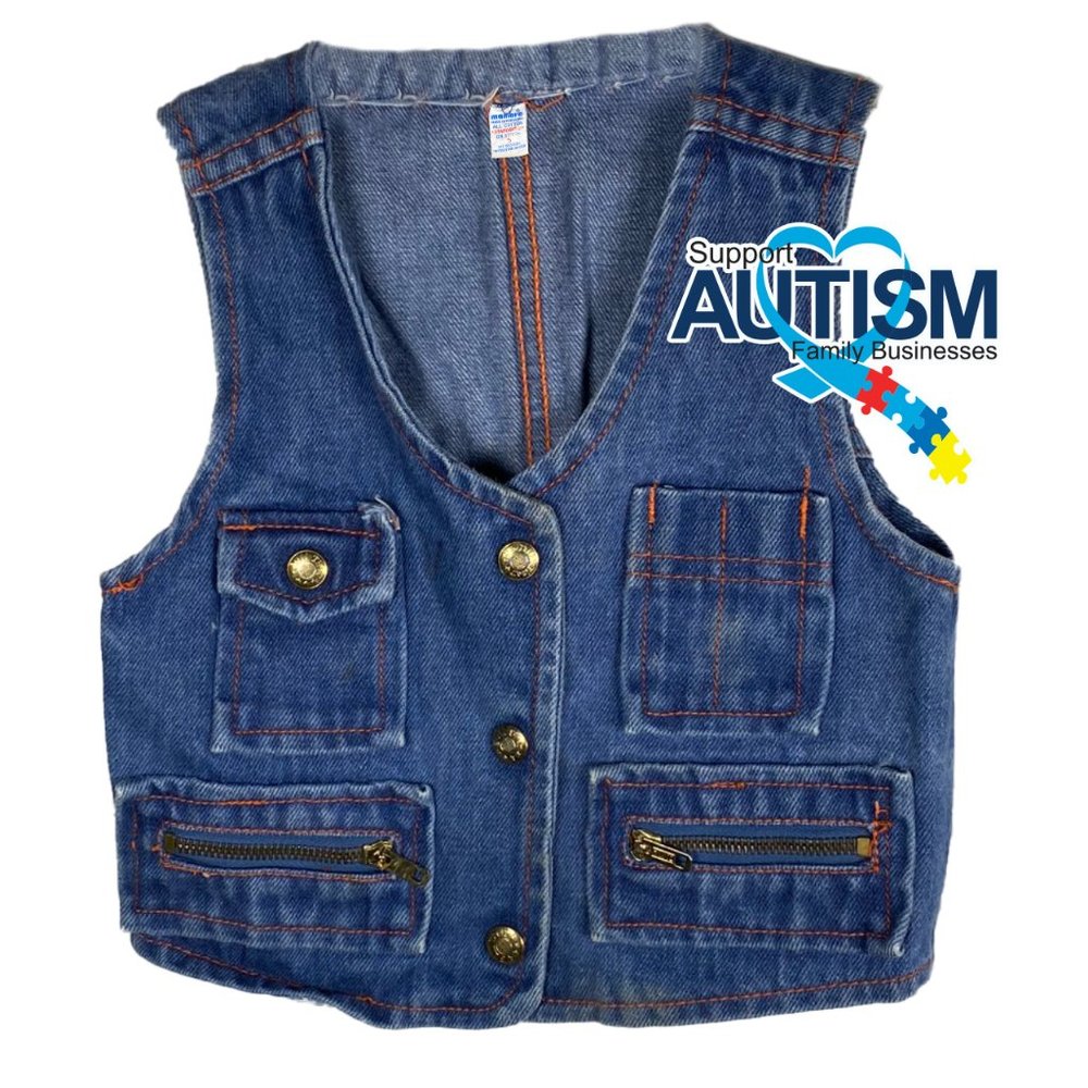 2/$12 💥♻ Mambro Toddler Blue Jean Sleeveless Button-Up Vest | Size 5 | 438